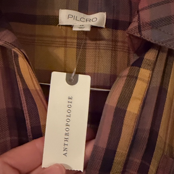 plaid dress Long-Sleeve Tiered High-Low Dress Pilcro/ Anthropologie Sz Xs NWT - Picture 5 of 7